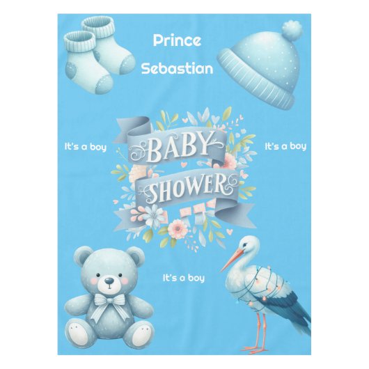 Jongens baby shower tafelkleed (Voorkant)