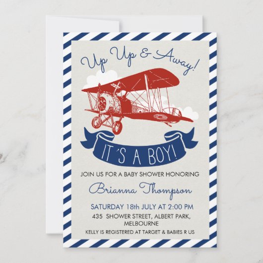 Jongens Baby shower uitnodiging (Voorkant)