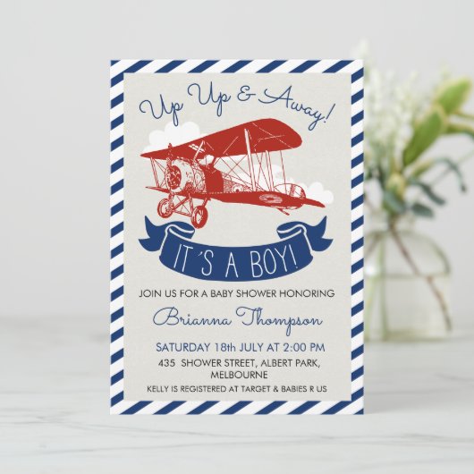 Jongens  Baby shower uitnodiging (Staand voorkant)