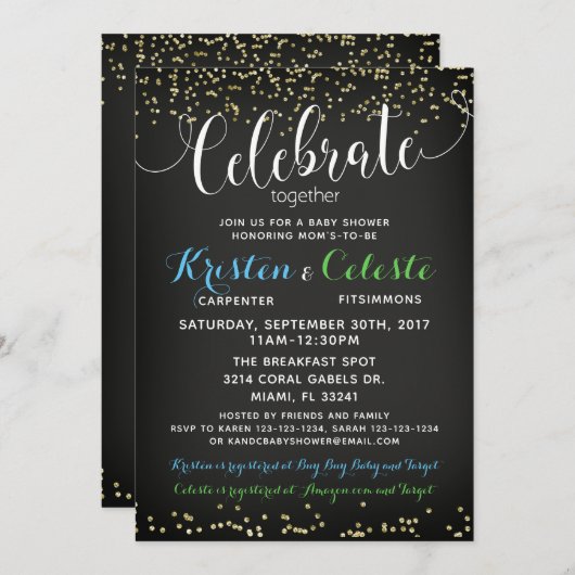 Jongens Baby shower Uitnodiging Gecombineerde Join (Voorkant / Achterkant)