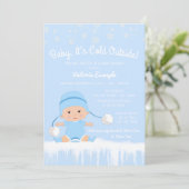 Jongens Baby zijn koud buiten Blue Winter Baby sho Kaart (Staand voorkant)