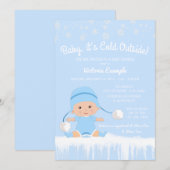 Jongens Baby zijn koud buiten Blue Winter Baby sho Kaart (Voorkant / Achterkant)