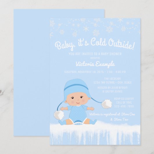 Jongens Baby zijn koud buiten Blue Winter Baby sho Kaart (Voorkant / Achterkant)
