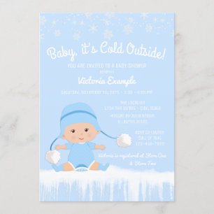Jongens Baby zijn koud buiten Blue Winter Baby sho Kaart