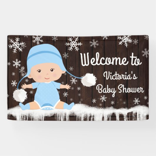 Jongens Baby zijn koude buiten Baby shower banner (Horizontaal)