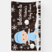 Jongens Baby zijn koude buiten Baby shower banner (Verticaal)