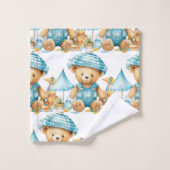Jongens badhanddoekenset | Blauwe teddyberen | Bad Handdoek (Wasdoekje)