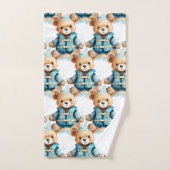 Jongens badhanddoekenset | Blauwe teddyberen | Bad Handdoek (Handdoek)