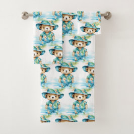 Jongens badhanddoekenset | Blauwe teddyberen | Bad Handdoek