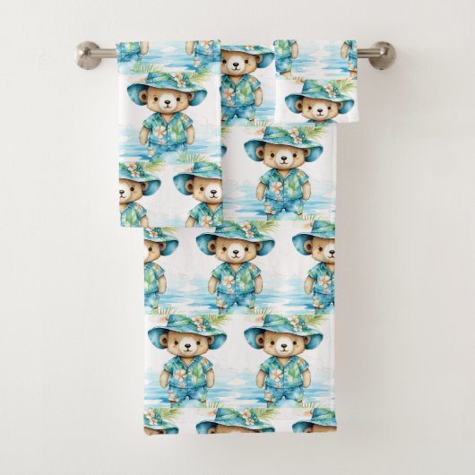 Jongens badhanddoekenset | Blauwe teddyberen | Bad Handdoek (Insitu)