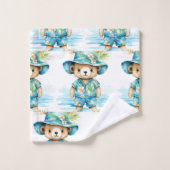 Jongens badhanddoekenset | Blauwe teddyberen | Bad Handdoek (Wasdoekje)