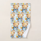 Jongens badhanddoekenset | Blauwe teddyberen | Bad Handdoek (Handdoek)