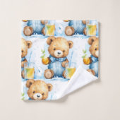 Jongens badhanddoekenset | Blauwe teddyberen | Bad Handdoek (Wasdoekje)