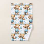 Jongens badhanddoekenset | Blauwe teddyberen | Bad Handdoek (Handdoek)