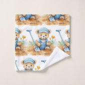 Jongens badhanddoekenset | Blauwe teddyberen | Bad Handdoek (Wasdoekje)