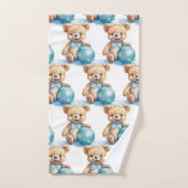 Jongens badhanddoekenset | Blauwe teddyberen | Bad Handdoek (Handdoek)