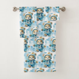 Jongens badhanddoekenset | Blauwe teddyberen | Bad Handdoek