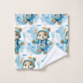 Jongens badhanddoekenset | Blauwe teddyberen | Bad Handdoek (Wasdoekje)