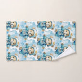 Jongens badhanddoekenset | Blauwe teddyberen | Bad Handdoek (Handdoek)