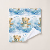 Jongens badhanddoekenset | Blauwe teddyberen | Bad Handdoek (Wasdoekje)