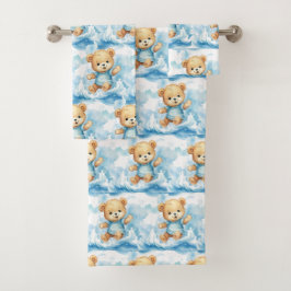 Jongens badhanddoekenset | Blauwe teddyberen | Bad Handdoek