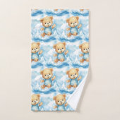 Jongens badhanddoekenset | Blauwe teddyberen | Bad Handdoek (Handdoek)