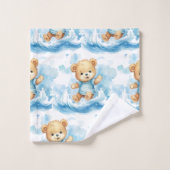Jongens badhanddoekenset | Blauwe teddyberen | Bad Handdoek (Wasdoekje)