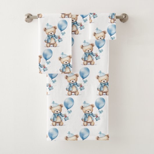 Jongens badhanddoekenset | Blauwe teddyberen | Bad Handdoek (Insitu)