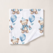 Jongens badhanddoekenset | Blauwe teddyberen | Bad Handdoek (Wasdoekje)