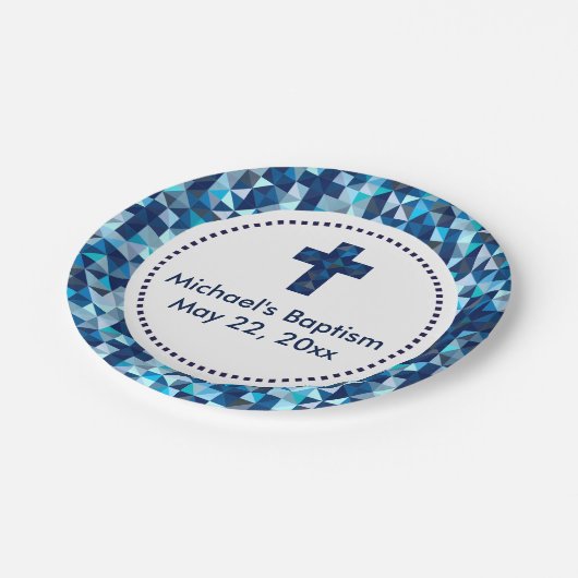 Jongen's Baptism Christening First Communion Papieren Bordje (Gekanteld)