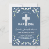 Jongen's Baptism Uitnodiging - Blauw, Waterverf Kr (Voorkant)