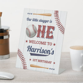 Jongens Baseball 1e verjaardag Welkom Reclamebord Met Voetstuk