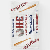 Jongens Baseball 1e verjaardag Welkom Spandoek (Verticaal)