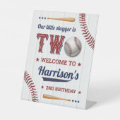 Jongens Baseball 2e verjaardag Welkom Reclamebord Met Voetstuk (Voorkant)