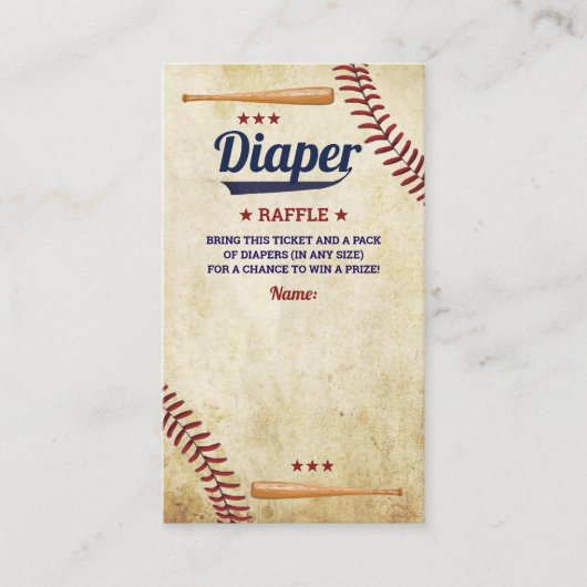 Jongens  Baseball Baby shower Luier Raffle Informatiekaartje (Voorkant)