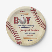Jongens  Baseball Baby shower Papieren Bordje (Voorkant)