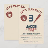 Jongens Baseball Bat Sports Verjaardagsfeest Kaart (Voorkant / Achterkant)