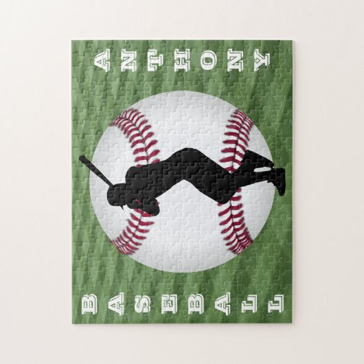 Jongens Baseball Puzzle met zijn naam! Legpuzzel (Verticaal)