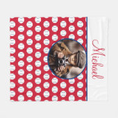 Jongens Baseball Rood Wit Blauw Aangepaste Foto w Fleece Deken (Voorkant (Horizontaal))