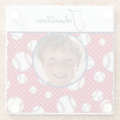 Jongens Baseball Rood Wit Blauw Aangepaste Foto w  Glazen Onderzetter (Achterkant)