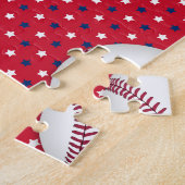 Jongens Baseball Rood Wit Blauw Aangepaste Foto w Legpuzzel (Zijkant)