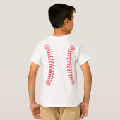 Jongens Baseball Speler Verticale Steken Naden T-shirt (Achterkant volledig)