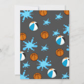 Jongens Basketbal Pool Party Uitnodiging (Achterkant)