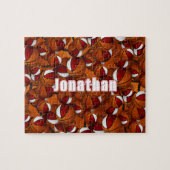 jongens basketbal rode witte teamkleuren legpuzzel (Horizontaal)