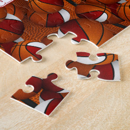 jongens basketbal rode witte teamkleuren legpuzzel