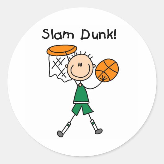 Jongens Basketbal Slam Dunk Ronde Sticker (Voorkant)