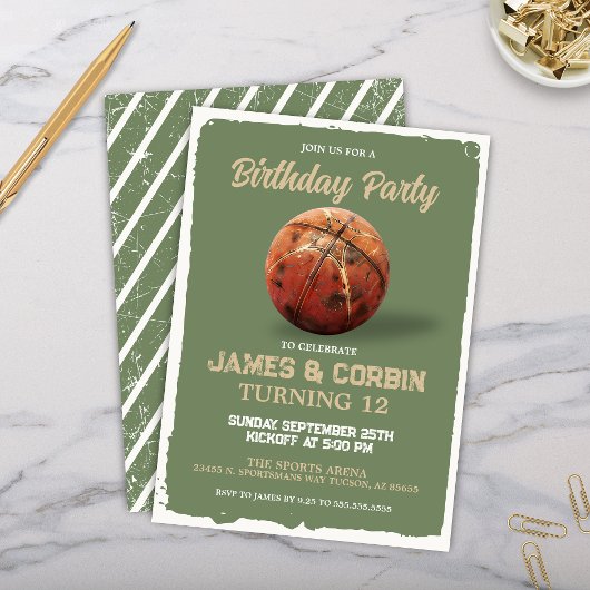  jongens basketbal twee persoon verjaardagsfeestje kaart