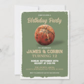  jongens basketbal twee persoon verjaardagsfeestje kaart (Voorkant)