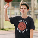 Jongens Basketbalteam, naam speler en Jersey numme T-shirt<br><div class="desc">Een volledig aanpasbaar basketbal-shirt voor jonge basketbalspelers en fans. Om het t-shirt te personaliseren, klik "personaliseren deze sjabloon"en typ dan uw eigen teamnaam, spelersnaam en jersey aantal in de vakjes van de douanetekst. U kunt spelersnaam en trekjesaantalplaceholder tekst op de rug ook schrappen als u enkel een t-shirt met uw...</div>
