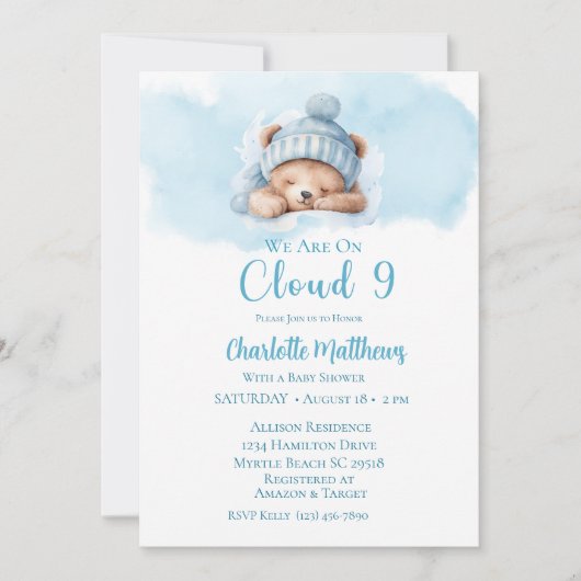 Jongens Beer Beer Cloud Negen 9 Baby shower Kaart (Voorkant)